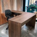 Ver imagem 5 de Mesa de Escritório em L Madeira 148x148 Nogal/Preto REALME Mesa para Escritório Estilo em L Madeira 