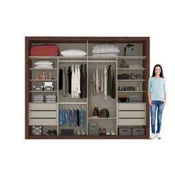 Guarda-Roupa Casal 4 Espelhos 2 Portas de Correr Essencial Espresso Móveis - 2