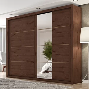Guarda-Roupa Casal 4 Espelhos 2 Portas de Correr Essencial Espresso Móveis