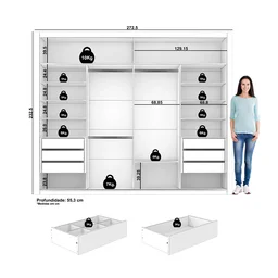 Guarda-Roupa Casal 4 Espelhos 2 Portas de Correr Essencial Espresso Móveis - 4