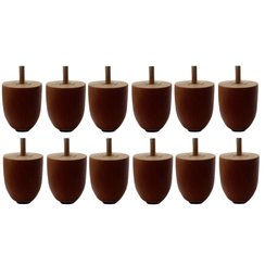 Kit 12 Pé 5cm Madeira Eucalipto Cor Castanho para Sofá, Comada, Rack, Puff, Armário Cama Box Bau - 1