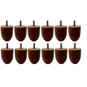 Kit 12 Pé 5cm Madeira Eucalipto Cor Castanho para Sofá, Comada, Rack, Puff, Armário Cama Box Bau
