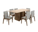 Ver imagem 2 de Conjunto Mesa com 6 Cadeiras Harpa Marrom/Carvalho/Fendi