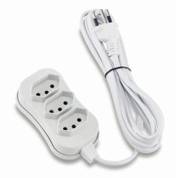 Extensão 3 Tomadas Slim Tripolar Branco 10,0m Force Line - 1