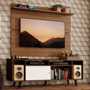 Ver imagem 1 de Rack Madesa Cancun com Pés e Painel para TV até 65 Polegadas Rustic/Branco 6E5Z Cor:Rustic/Branco/Ru