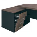Ver imagem 4 de Mesa para Escritório Presidente Tamburado 4 Gavetas 2 Portas Charuto/preto - Artany Móveis