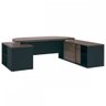 Mesa para Escritório Presidente Tamburado 4 Gavetas 2 Portas Charuto/preto - Artany Móveis - 2