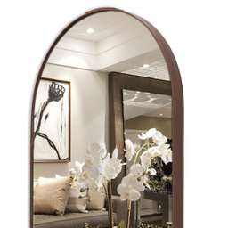 Espelho Decorativo Oval Corpo Inteiro Luxo com Moldura Couro - 2