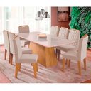 Ver imagem 1 de Conjunto Sala de Jantar Mesa Helena 210x100 cm e 8 Cadeiras Paola Cimol Nature/offwhite/nude Helena