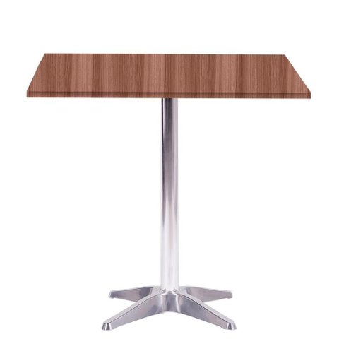 Mesa Delta em Alumínio 75 Cm (alt) Base em X Tampo Mdp Quadrado 80 Cm (larg) X 2,50 Cm (alt) Walnut