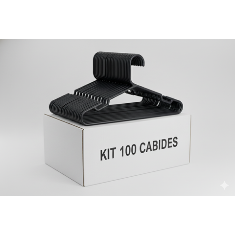 100 Cabide de Roupa Slim Premium Adulto Preto