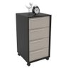 Gaveteiro Para Escritório E Home Office Maia 04 Gavetas Rodízio P01 Preto Cinza - Lyam Decor - 1