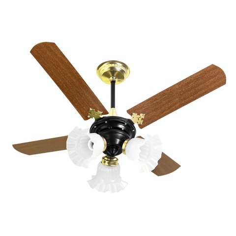 Ventilador De Teto New Zeta 4 Pás Preto/Mogno 110v + Controle Venti-Delta