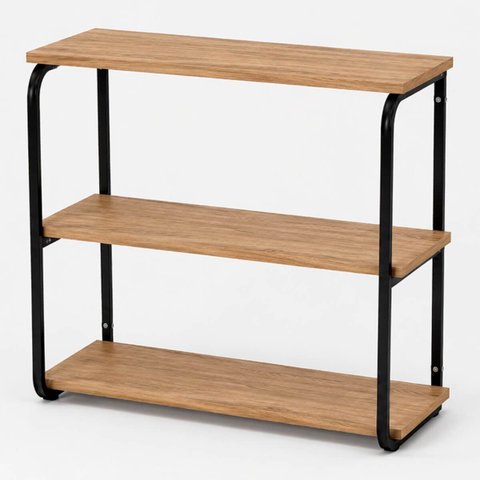 Estante Nicho Suspenso 3 Prateleiras Estilo Industrial 68x68 Nogal/Preto