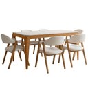 Ver imagem 2 de Mesa Retangular Tampo de Vidro Claris 160cm Ypê Off White N01 com 6 Cadeiras Nadja Linho Cru - Lyam