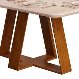 Conjunto de Sala de Jantar 4 Cadeiras Tampo sem Vidro 170x90 Cm Dj Móveis Kiara Freijó Yasmin Kraft - 3