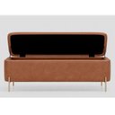 Ver imagem 4 de Puff Baú Bella 160cm Pés Alumínio Dourado Courino Caramelo - Sallar Home