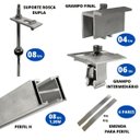 Ver imagem 2 de Kit Estrutura Suporte Fixador 1,20m Para 04 Placa Solar Alumínio Inox Telha Fibro Ondulada Viga Metá
