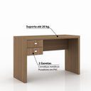 Ver imagem 3 de Mesa de Escritório 2 Gavetas Tecno Mobili - Amêndoa