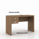 Ver imagem 2 de Mesa de Escritório 2 Gavetas Tecno Mobili - Amêndoa