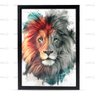 Quadro Rosto Leão Fundo Branco Moldura e Vidro - 3