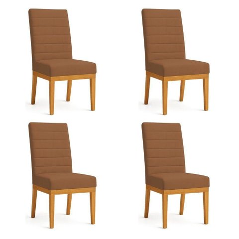 Kit 4 Cadeiras de Jantar Solana Veludo Terracota Base de Madeira - Pallazio
