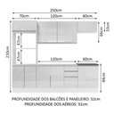 Ver imagem 4 de Armário de Cozinha Completa 100% MDF 250cm Frentes Branco Brilho Acordes Madesa 03