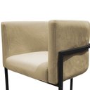 Ver imagem 4 de Poltrona Reforçada Decorativa Sala Carla Base Ferro Preta Suede Bege