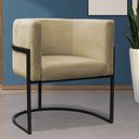 Ver imagem 1 de Poltrona Reforçada Decorativa Sala Carla Base Ferro Preta Suede Bege