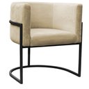 Ver imagem 5 de Poltrona Reforçada Decorativa Sala Carla Base Ferro Preta Suede Bege