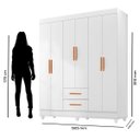 Ver imagem 2 de Kit Guarda-Roupa Casal 6 Portas com Cômoda 2 Portas 4 Gavetas Lisa Branco
