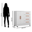 Ver imagem 3 de Kit Guarda-Roupa Casal 6 Portas com Cômoda 2 Portas 4 Gavetas Lisa Branco