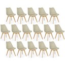 Ver imagem 1 de Conjunto 16 Cadeiras de Jantar Eames Wood Leda Design Estofada - Nude