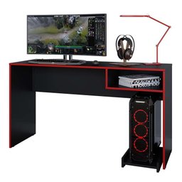 Conjunto Gamer Pixel Armário Alto e Baixo e Mesa para Computador Preto/Vermelho - PR Móveis - 6