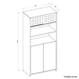 Conjunto Gamer Pixel Armário Alto e Baixo e Mesa para Computador Preto/Vermelho - PR Móveis - 3