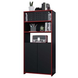 Conjunto Gamer Pixel Armário Alto e Baixo e Mesa para Computador Preto/Vermelho - PR Móveis - 2