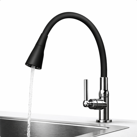 Torneira Gourmet Cozinha Bancada Preta Flexível Cozix Onyx Monocomando Bica Alta