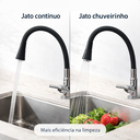 Ver imagem 3 de Torneira Gourmet Cozinha Bancada Preta Flexível Cozix Onyx Monocomando Bica Alta