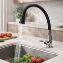 Ver imagem 2 de Torneira Gourmet Cozinha Bancada Preta Flexível Cozix Onyx Monocomando Bica Alta