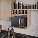 Ver imagem 2 de Suporte para Microondas com Nicho Adega para Cozinha Emma 60cm Freijó M12 - D'Rossi