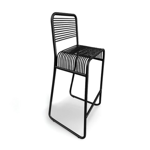 Banqueta Cozinha Alta Base Industrial Aramada Taynah Preto K01 - D’Rossi