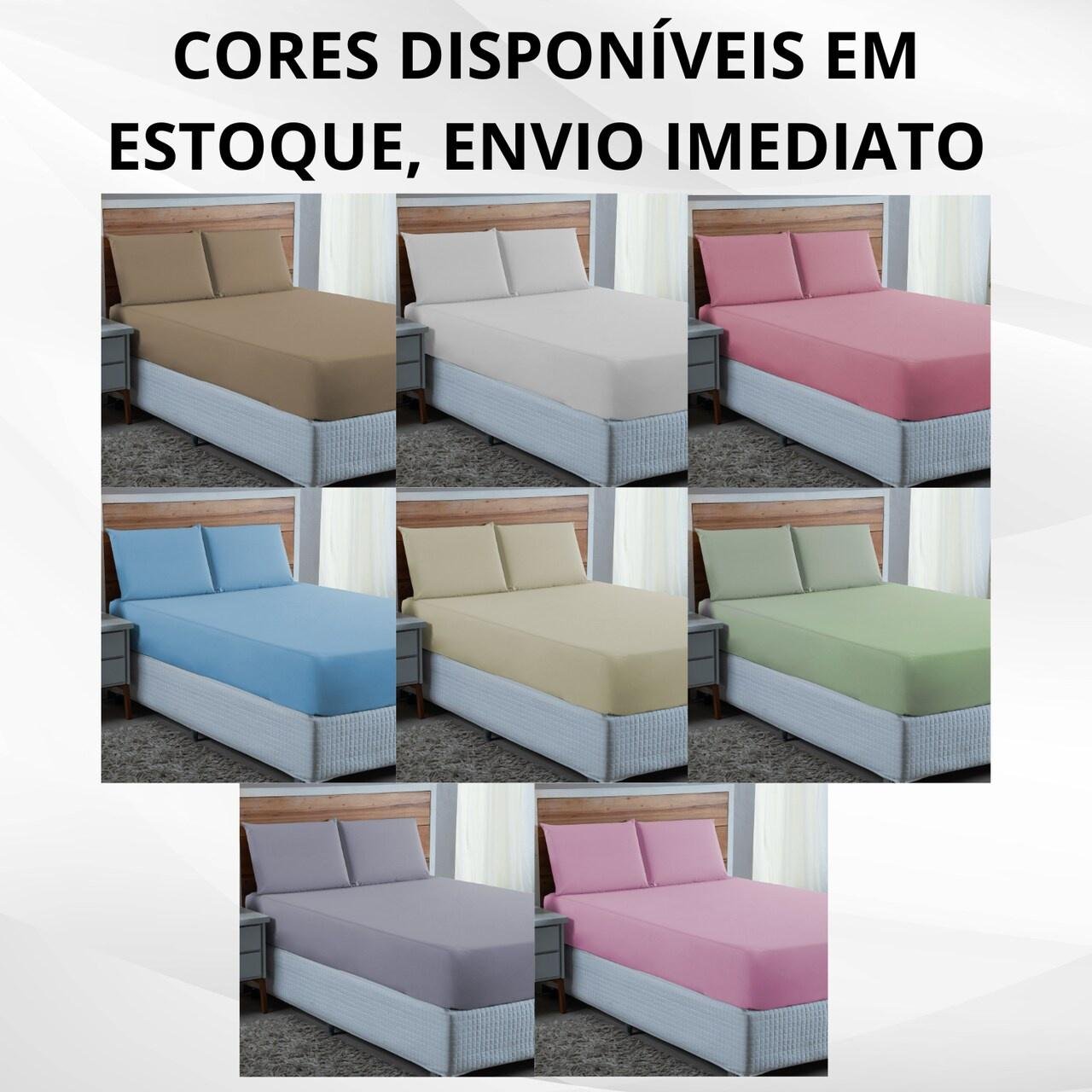 Kit Lençol Queen Size 100% Algodão Percal 300 Fios 3 Peças:avela - 5