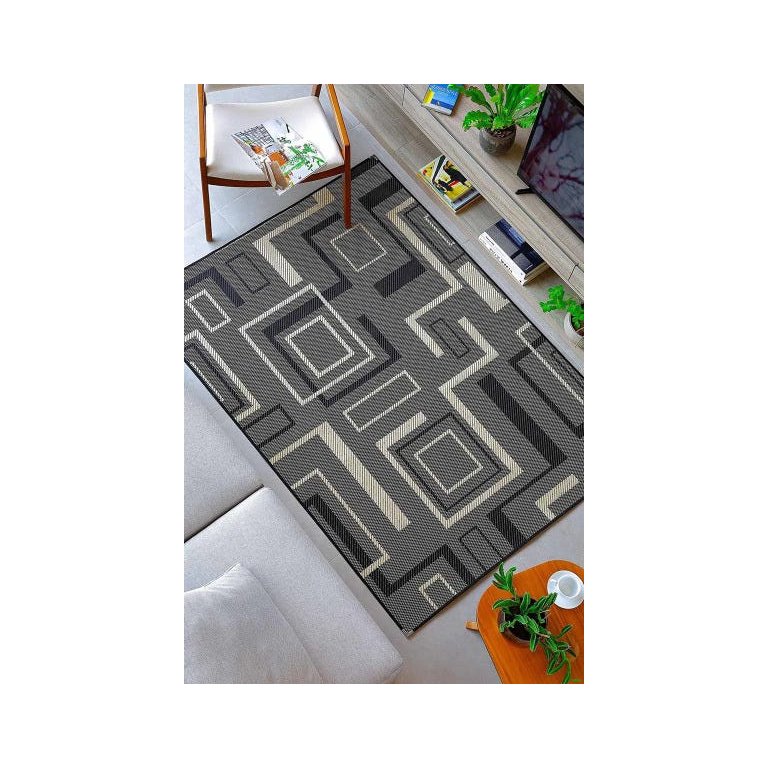 Tapete Sisal Sala 1,50 x 2,00 Antiderrapante Preto S-552