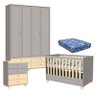 Quarto de Bebê 4 Portas Rope Cinza Natural com Colchão - Matic - 1
