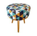 Ver imagem 3 de Kit Poltrona Decorativa Nina + Puff Redondo Suede Triângulo Laranja Pés Madeira Ms Decor