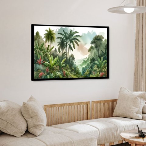 Quadro Decorativo Tropical Verde - 50x70cm:moldura Preta