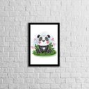 Ver imagem 1 de Quadro Infantil Estilo Aquarela Pandinha 24x18cm - com vidro:Madeira preta