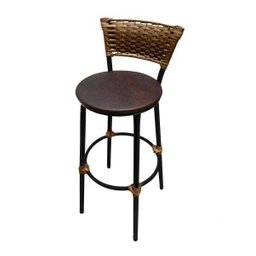 Banqueta Alta Miami Preta Junco Capuccino Assento Tabaco - 1