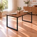 Ver imagem 3 de Mesa de Jantar Reforçada Industrial 150x60cm Tampo Marrom Pés Preto