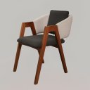 Ver imagem 1 de Cadeira Estofada com Braço para Sala de Jantar Base Fixa Madeira Maciça Danna Hope Linho Off/linho V